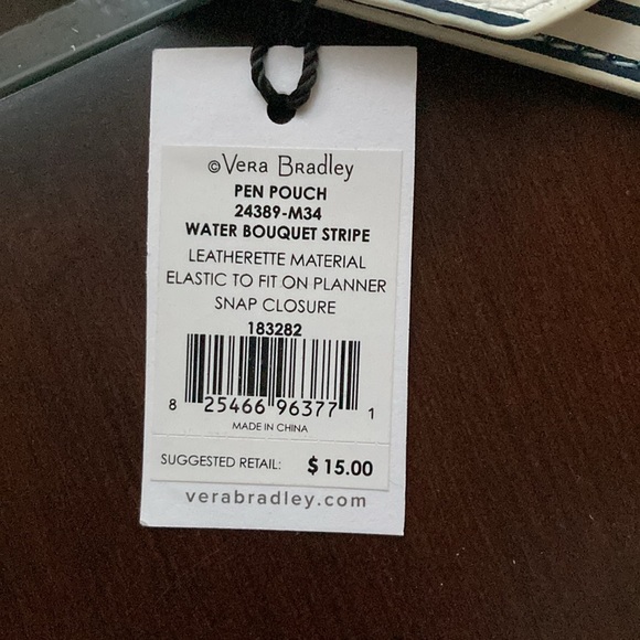 NWT Vera Bradley Pen Pouch- Pattern: Water Bouquet Stripe - Picture 2 of 7